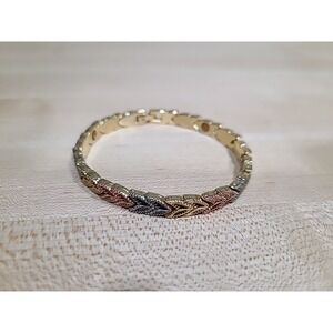 Cupid's Arrows Bracelet Alloy Three Tone‎ Magnetic 7" Clasp Silvertone Goldtone